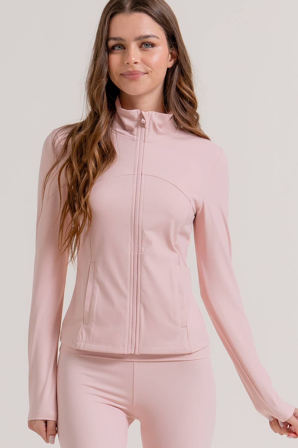 Active Basic | Active USA - Wholesale Athletic Jacket - Women's - Long Sleeve Mock Neck Seam Detail Workout Jacket13