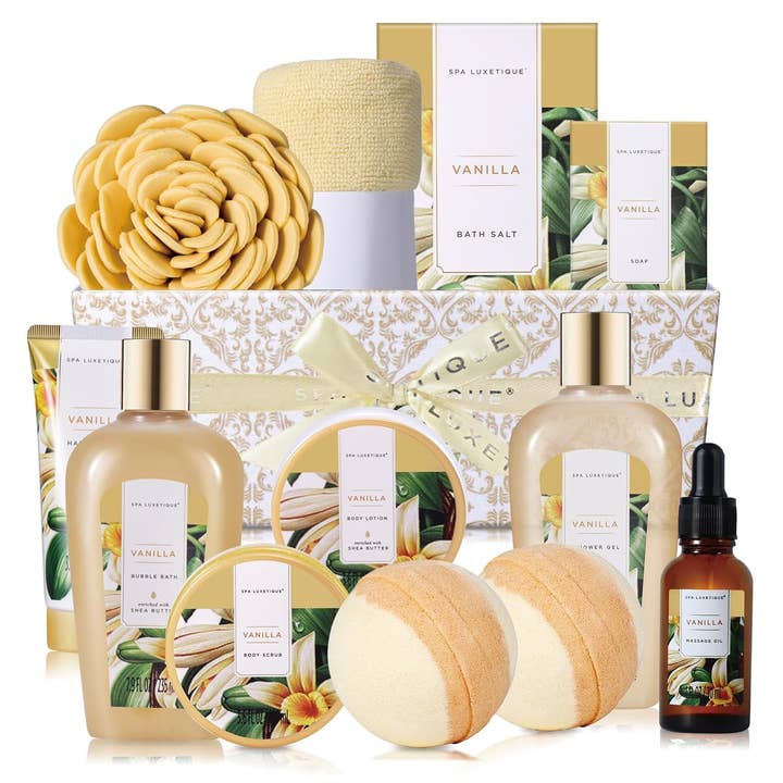 Body & Earth - Wholesale Bath & Body Set - Spa Luxetique - 13-piece Vanilla Wellness Pampering Package