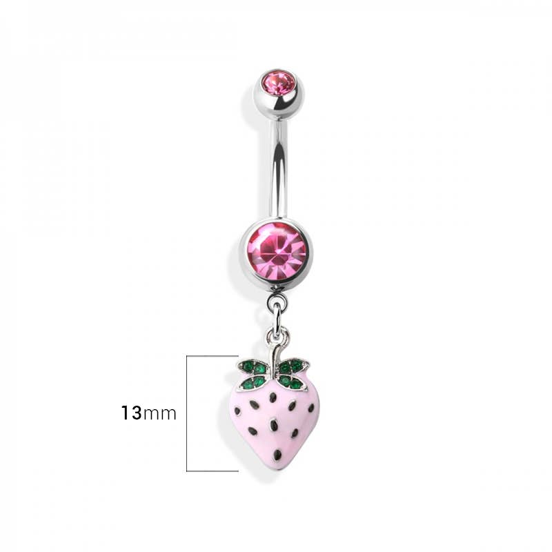 STRAWBERRY 316L SS DANGLE NAVEL RING for wholesale on Faire4