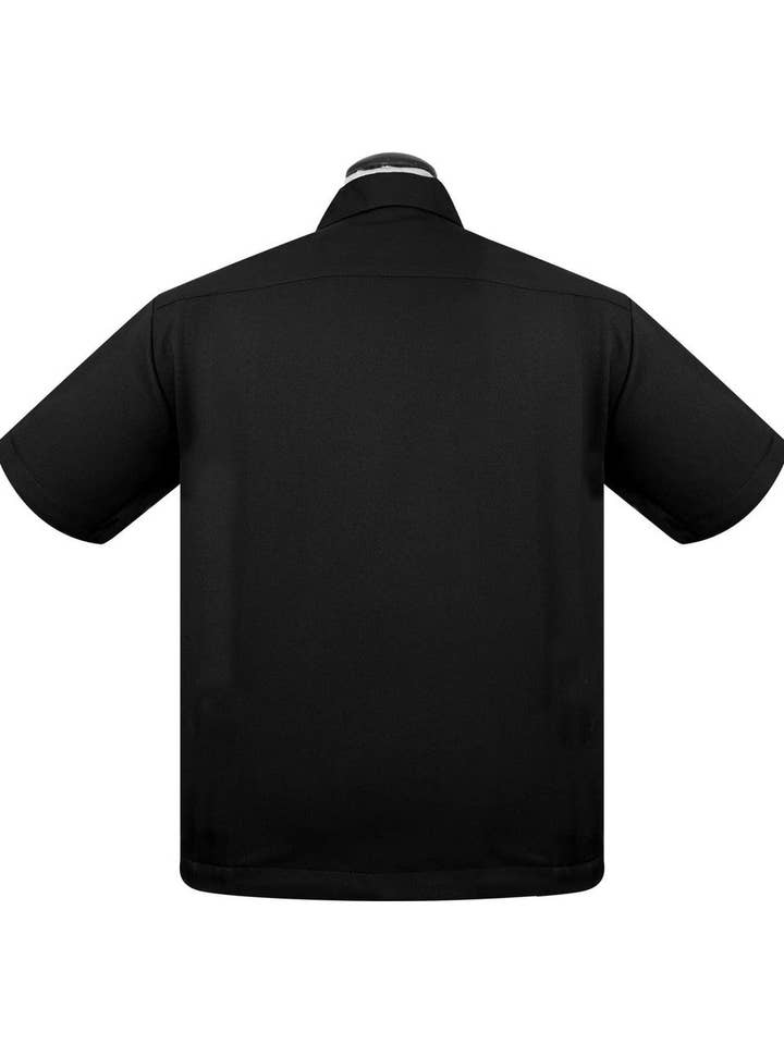 Steady Clothing - Vente Chemise à col boutonné – homme - Chemise de bowling PopCheck Blank en noir2
