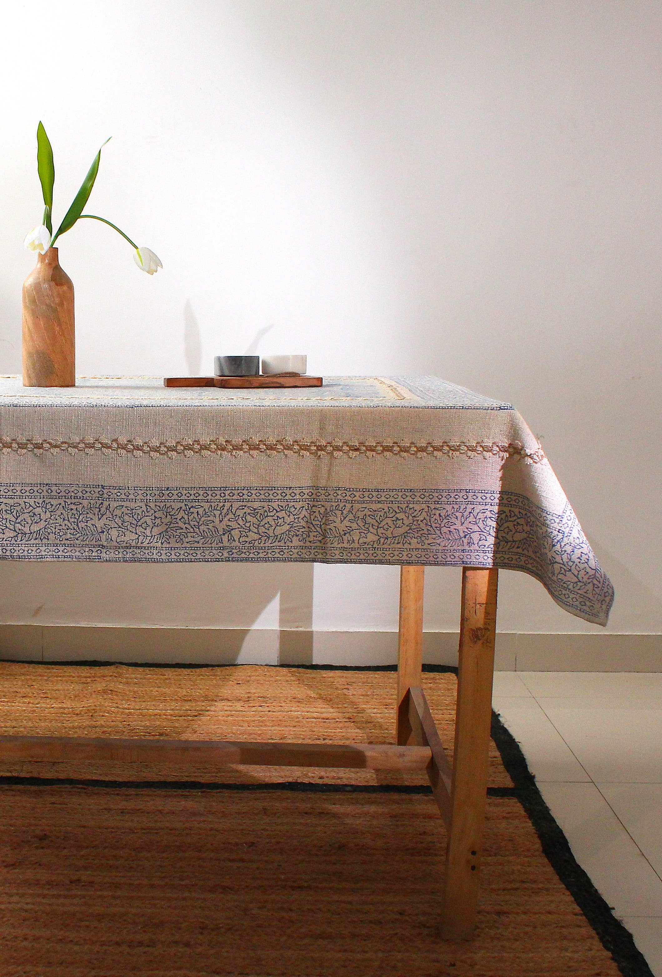 Eyda Homes - Wholesale Tablecloth - Handmade Cotton Tablecloth | Floral Block Print Table Cover1