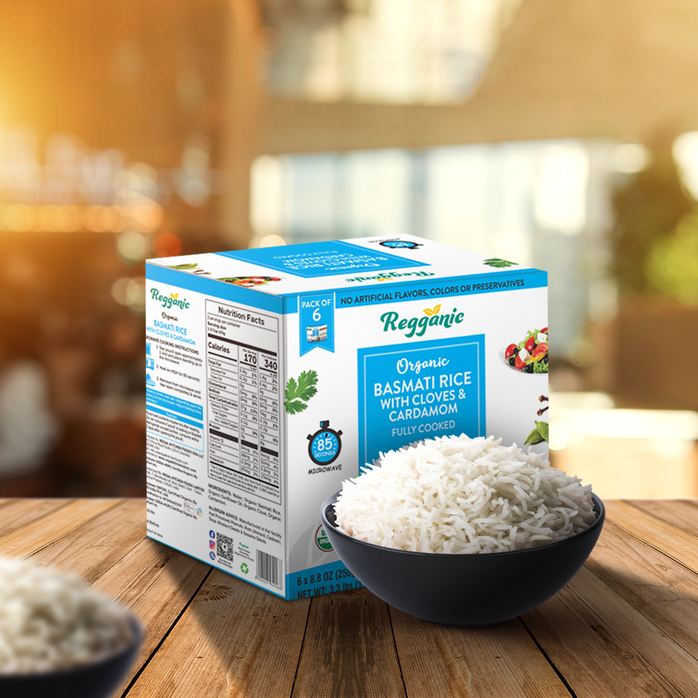 Regal Kitchen Foods - Wholesale Rice - Regganic Basmati Rice with Cloves&Cardamom- 8.8oz7