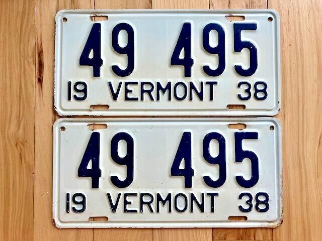 Pair of 1938 Vermont License Plates for wholesale by RusticPlates
