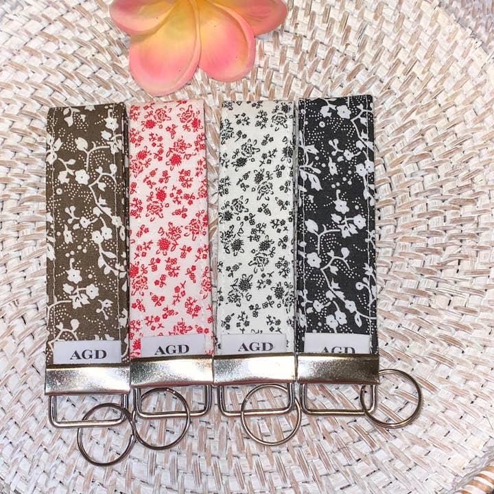 Handmade Key Fob for ID, Keys, Cell Phone - Limited Edition - Calico Florals 2 for wholesale by Ann Gregory Designs LLC