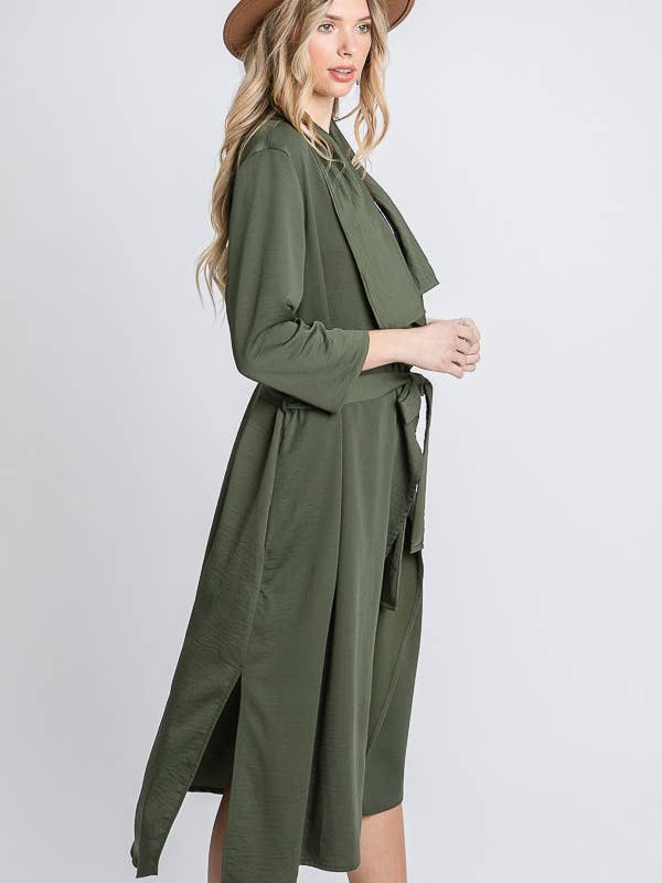 JADE BY JANE – Blusão - Mulher por atacado – CASACO DE CORPO COMPRIDO COM DRAPEADO NA FRENTE 117