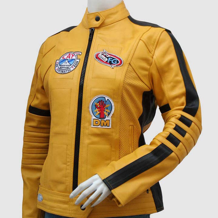 Blouson de moto jaune pour la vente par The Royale Leather