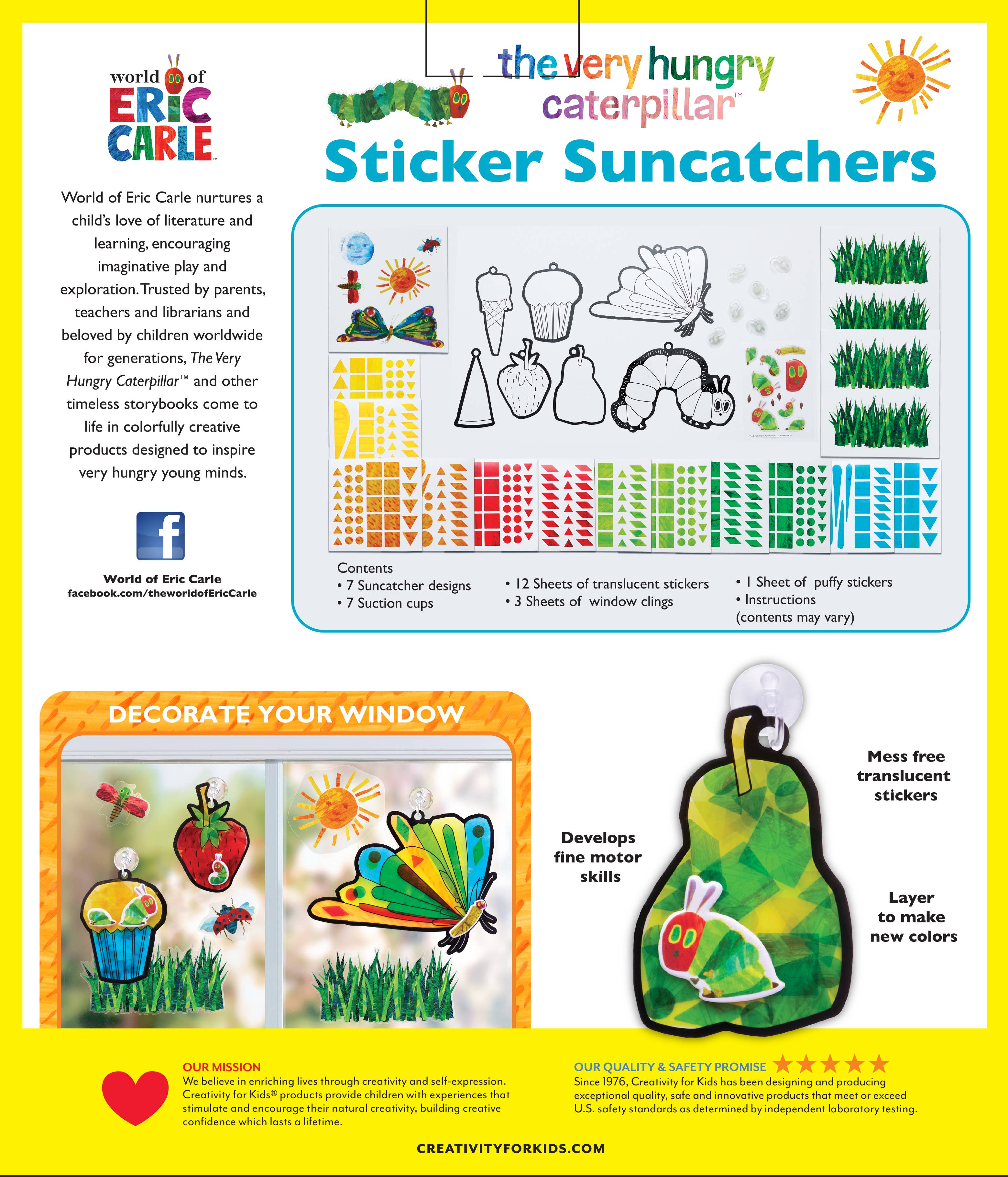 Faber-Castell / Creativity for Kids - Vente Kit de bricolage – enfant - Kit de bricolage Suncatchers avec autocollants La chenille qui a très faim6