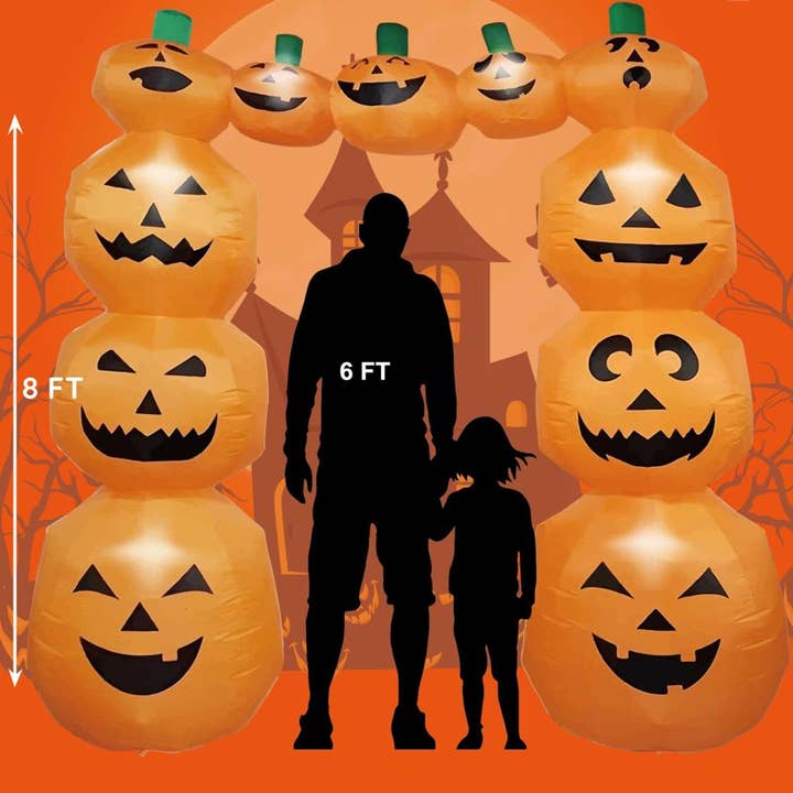 Lexi Home - Wholesale Inflatables - Eerie 8-Foot Pumpkin Arch Outdoor Halloween LED Inflatable