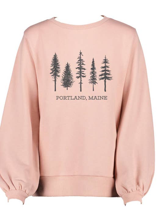 Pine Tree Customizable Balloon Sleeve Crew Fleece for wholesale by MT Brand Apparel