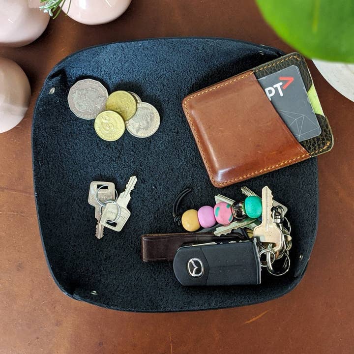 Leather Valet Tray | Personalised Catchall | Desk Organiser | DND Dice Tray | for wholesale by Integral Leather