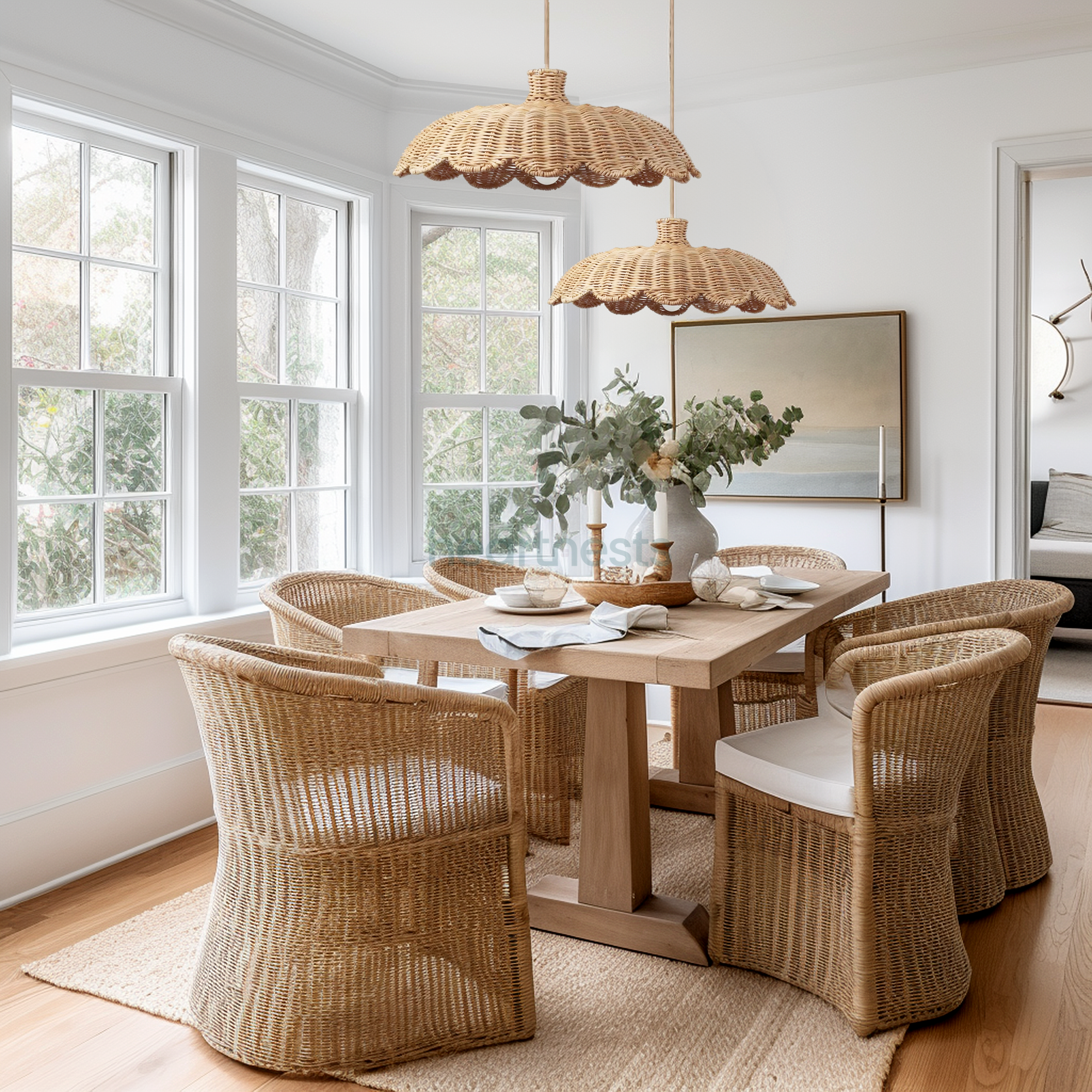 heartnests - Vendita all'ingrosso Lampadario/lampada a sospensione - Lampada a sospensione in rattan Isle | Lampade in midollino sostenibile su misura1