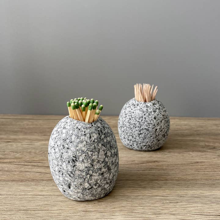 Funky Rock Designs - Wholesale Match Holder - Handcrafted Stone Match Striker & Toothpick Holder1