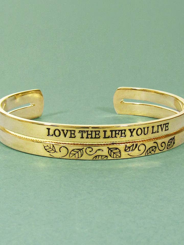 Love The Life You Live Stamped Cuff Bracelet for wholesale by TheTizana