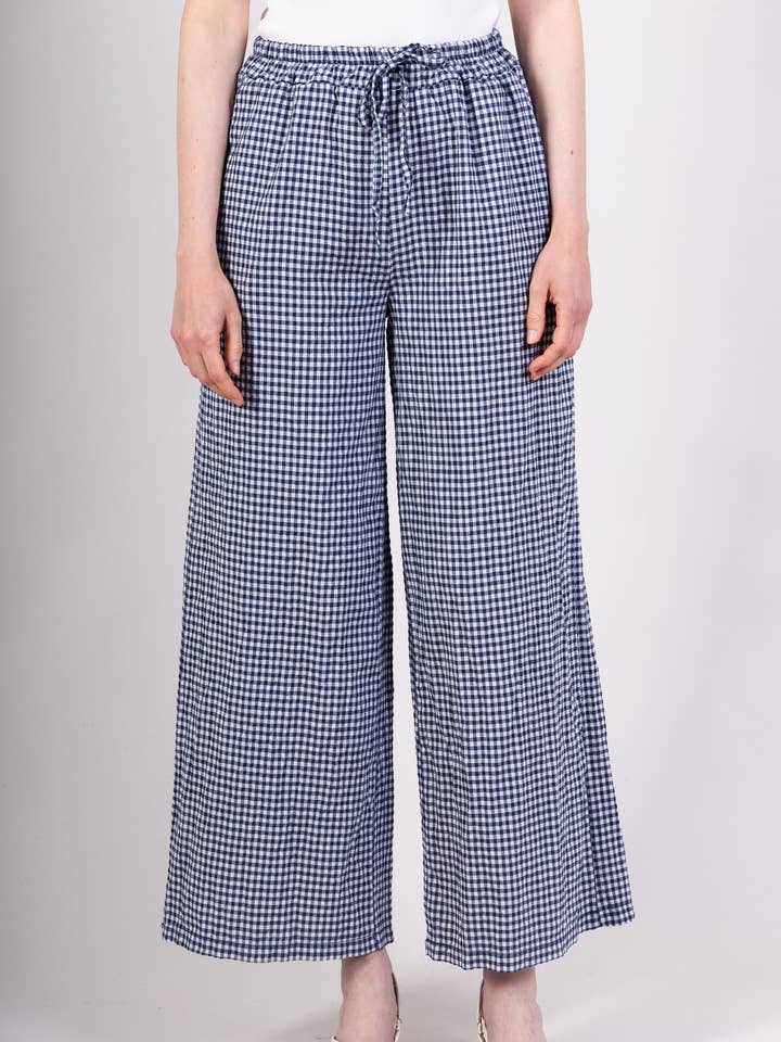 Cotton Gingham Pants @5357_PaGazeVichy for wholesale by Mimi & Gogo