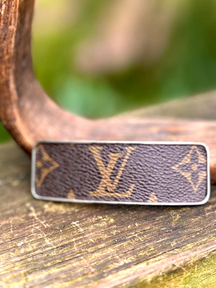 Upcycled LV Hair Clip French Barrette Brown for wholesale by Southern Junkie Gypsy Boutique