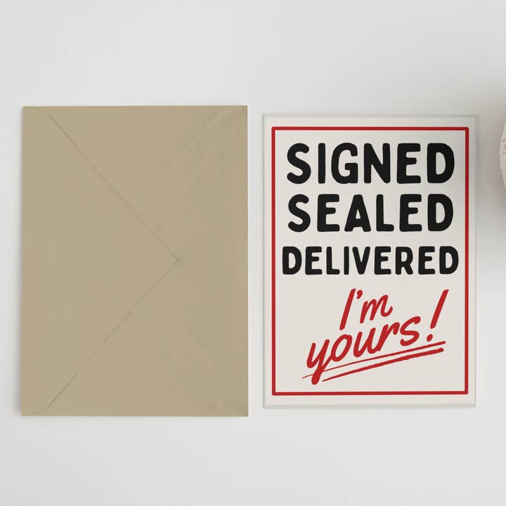 Signed Sealed Delivered I’m Yours A6/5x7 card for wholesale by Blue Iris Designs Co