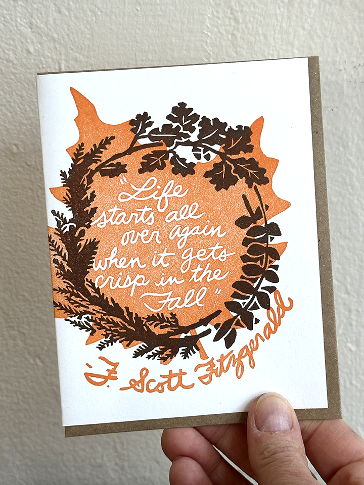 Lynn-oleum - Wholesale Season's Greetings Card - F. Scott Fitzgerald Fall LETTERPRESS CARD1