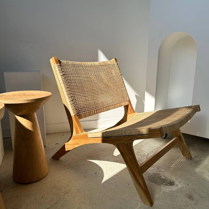 Office Objets - Wholesale Chair - Reclined chair in natural wood and woven rattan50