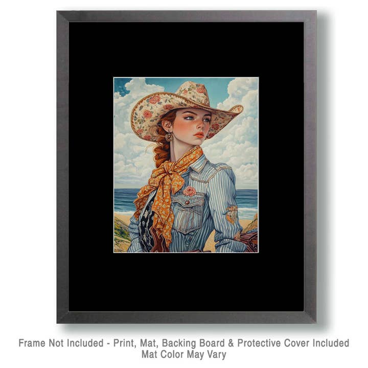 Mowbi - Wholesale Art Print - Coastal Cowgirl #6 - Wall Art Prints - Western Decor 8"x10" Artwork - 11"x14" Mat