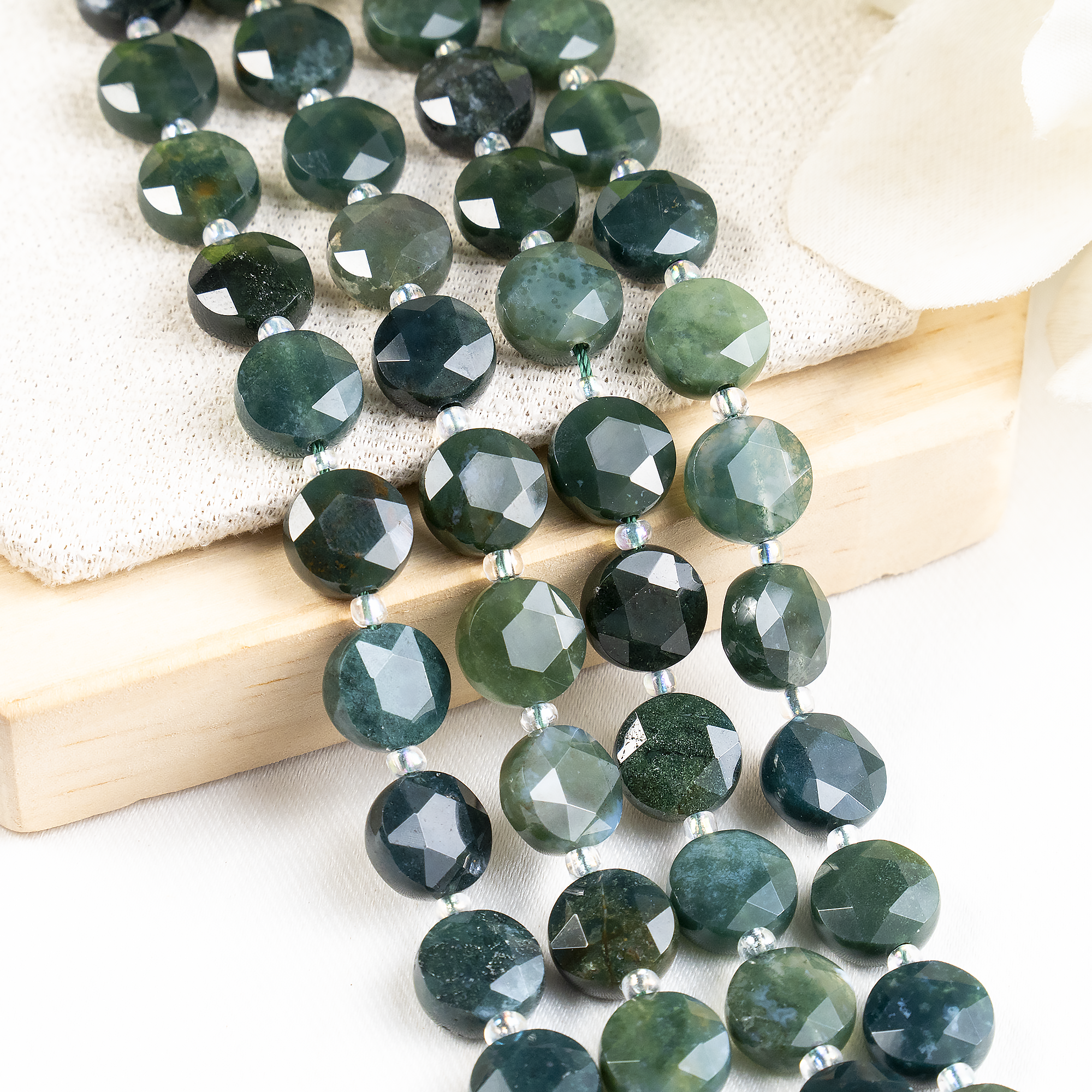 Soothing Crystals Beads - Wholesale Beads - Heishi Disc Beads | Moss Agate | Flat Crystal Beads12