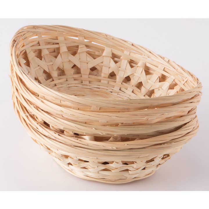 Quickway Imports – wholesale Basket – Natural Bamboo Oval Bread Basket Display Trays - Set of 53
