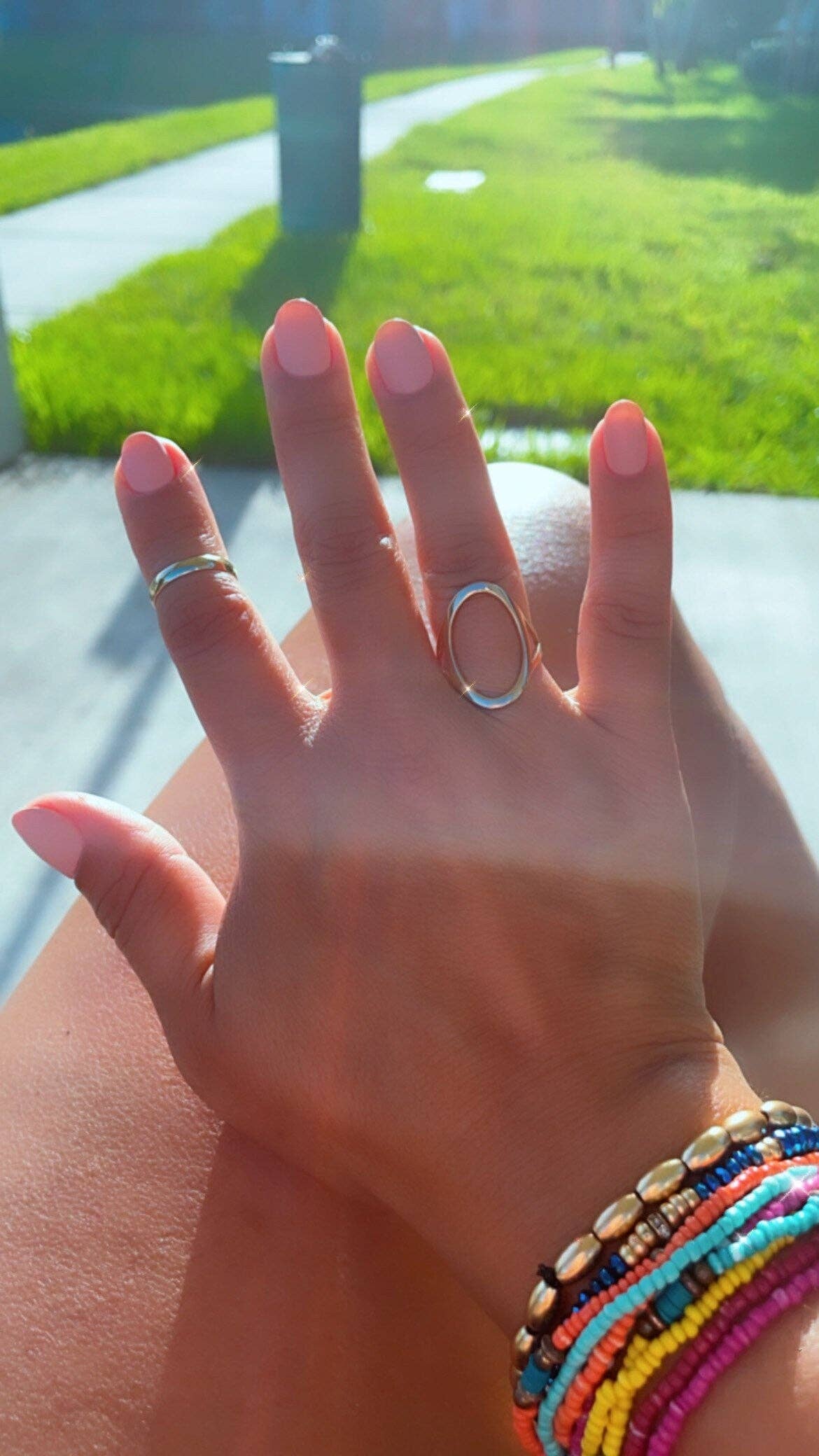 Milie - Wholesale Band/Stacked Ring - 18k GF Open Oval Ring Hallowed3