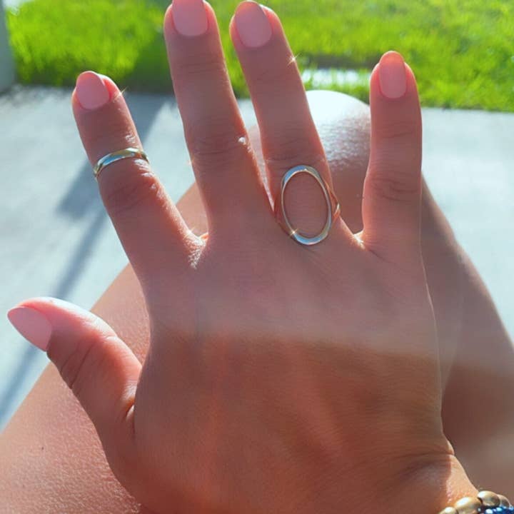 Milie - Wholesale Band/Stacked Ring - 18k GF Open Oval Ring Hallowed3