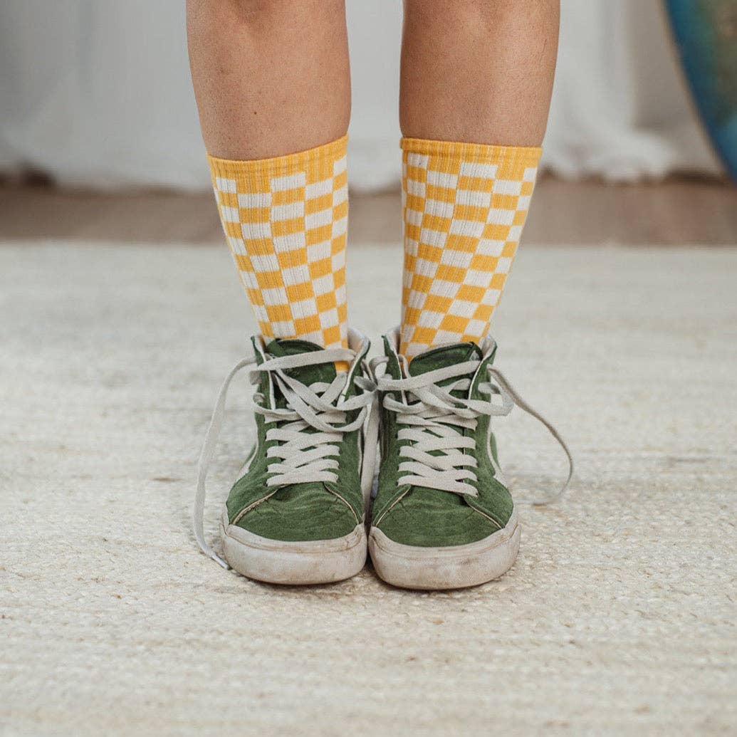 KAKIMATE - Wholesale Sokken - Dames - Pakket met twee paar biologische katoenen sokken met ruitpatroon3