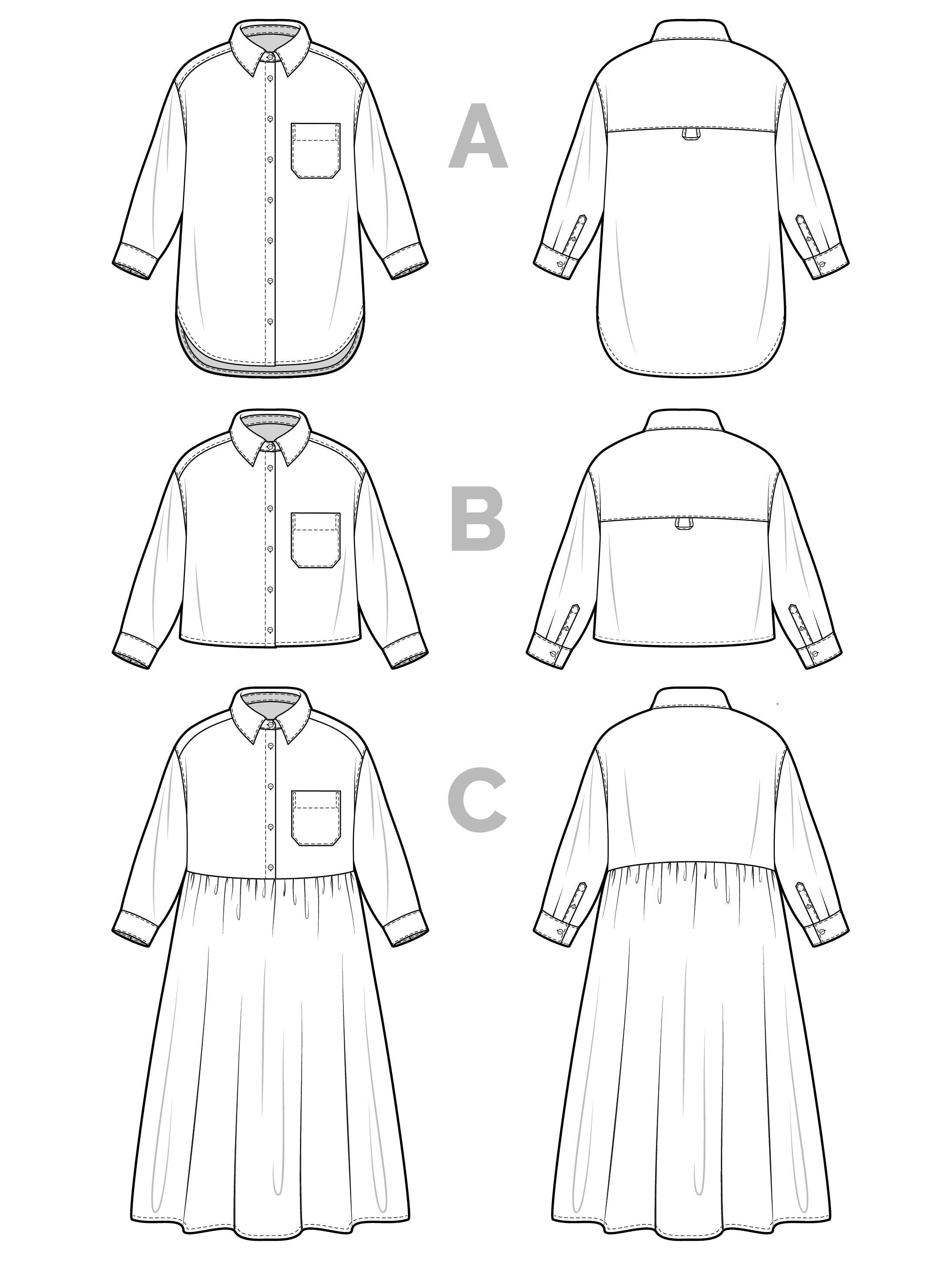 Closet Core Patterns - Wholesale Craft Sewing Kit - Jenna Shirt + Shirtdress Sewing pattern35