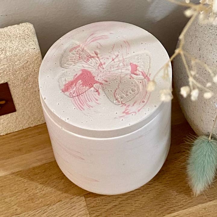 Jessa Eco Pink Medium Candle - Handmade Vessel - Butterfly for wholesale by Sol Candles & Scents