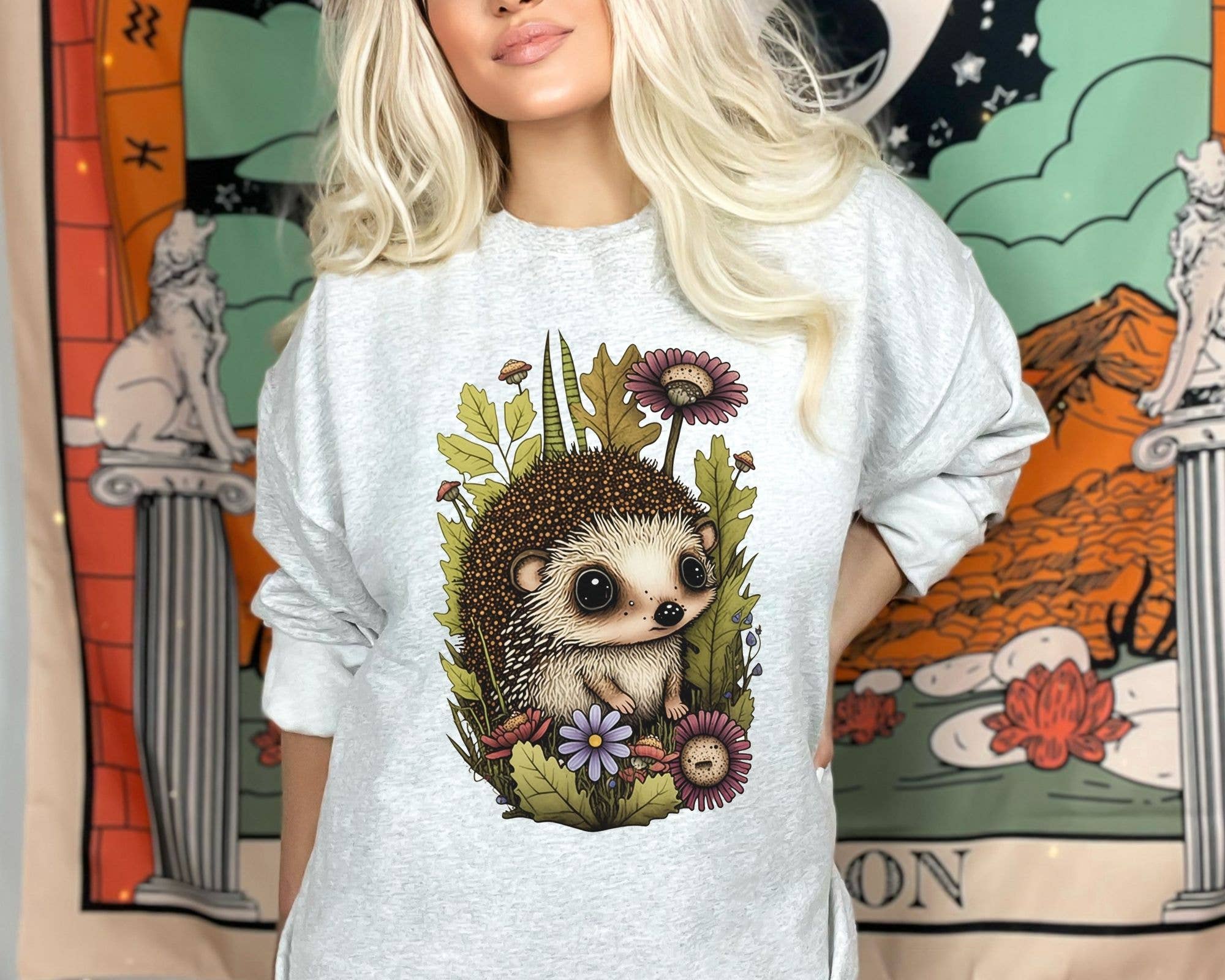 Vivtrek - Vente Sweat-shirt à imprimés – unisexe - Joli sweat-shirt Hedgehog Nature Cottagecore Lover pour bébé,9