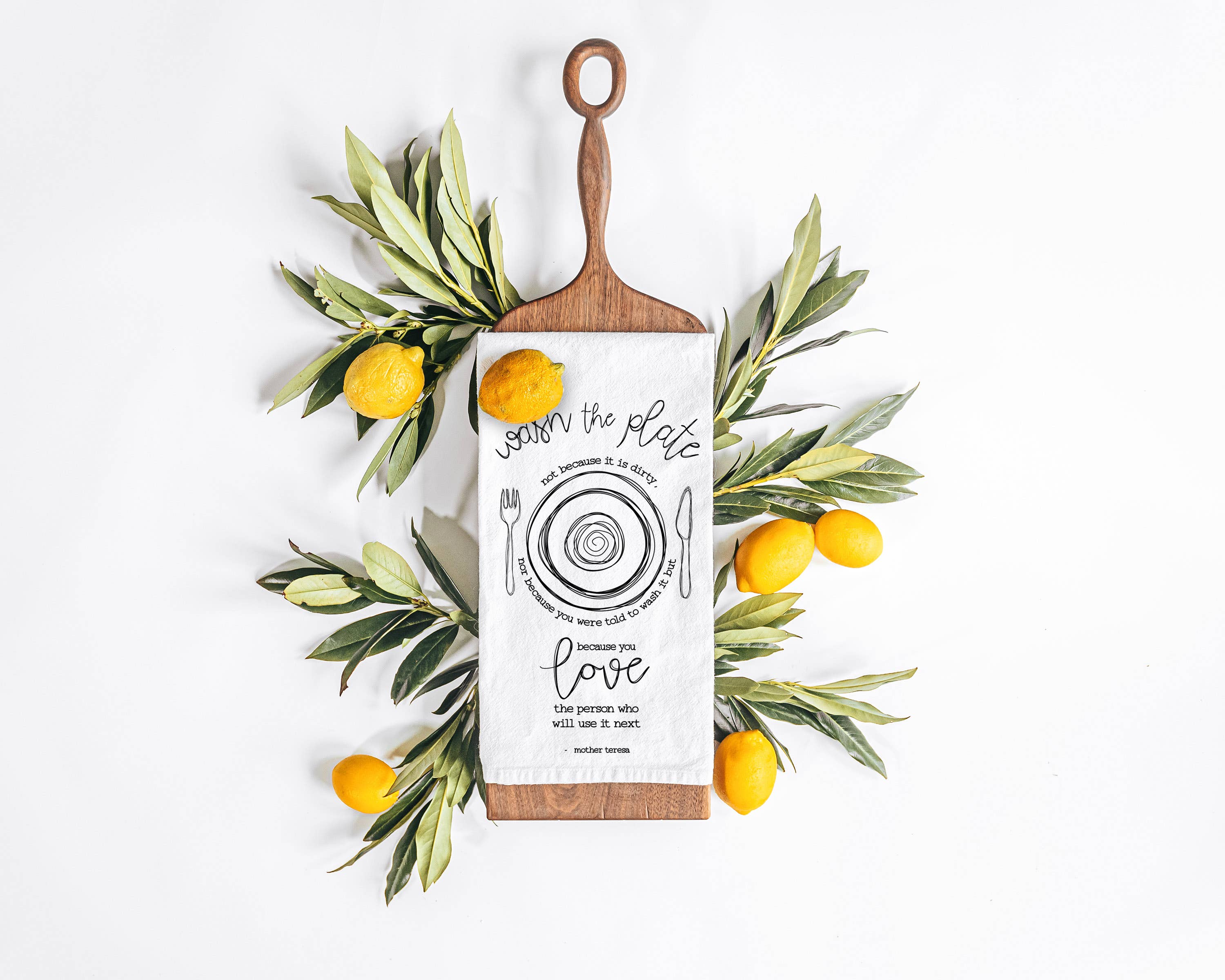 Firefly Wishes - Wholesale Tea Towel - Wash the Plate - Mother Teresa Quote- Catholic Kitchen Towel1