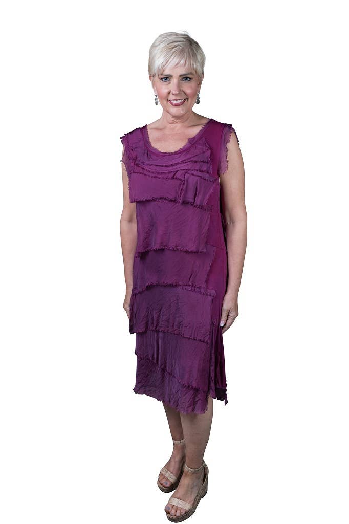 TINA Stephens Italy/Tees By Tina - Wholesale Dress - Women's - Mariana Silk Ruffle Dress (DT202)3
