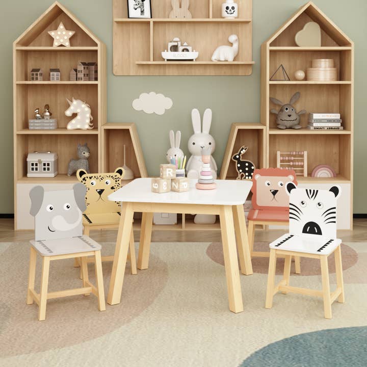 39F Inc. - Wholesale Chair - Kids - Kids Table and Chair Set with Cartoon Animal Backs, 5-Piece3