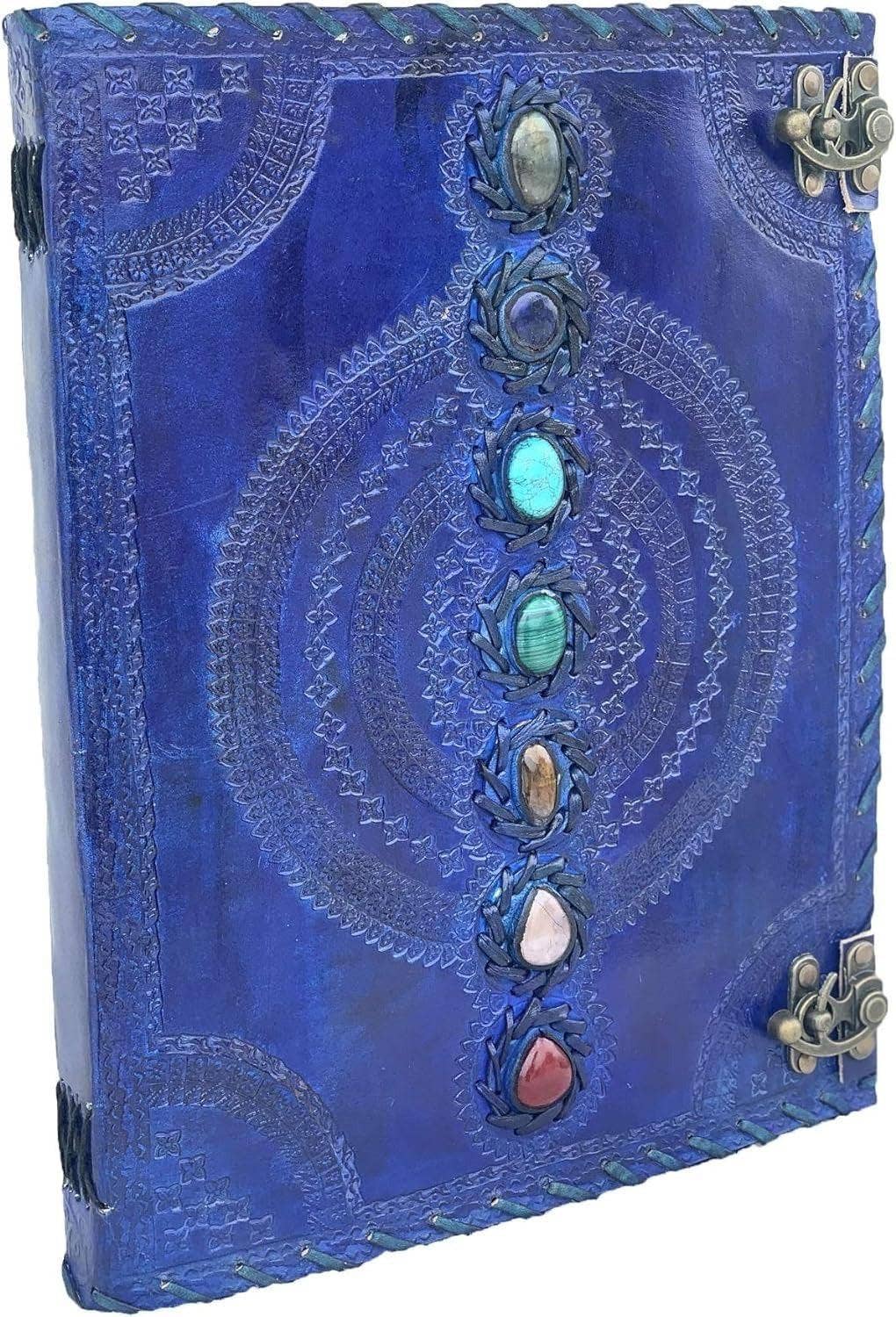 Tuzech Leather - Wholesale Journal/Diary - Tuzech Seven Chakra Medieval Stone Embossed Handmade Jumbo Leather Journal Book of Shadows Notebook Office Hocus Pocus Diary College Poetry Sketch With Leather Bound52