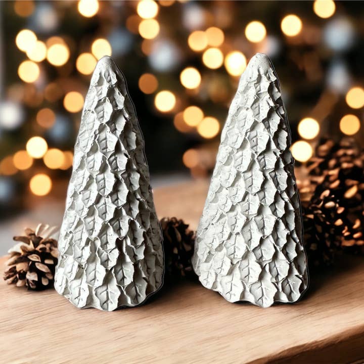 Concrete Christmas Decor Trees • Set of 2 | ws for wholesale by Wind + Willow Co.