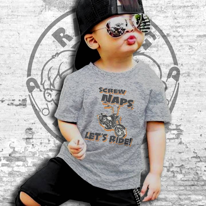 Screw Naps, Let's Ride! Short Sleeve Toddler T-Shirt for wholesale by Raging Rascals