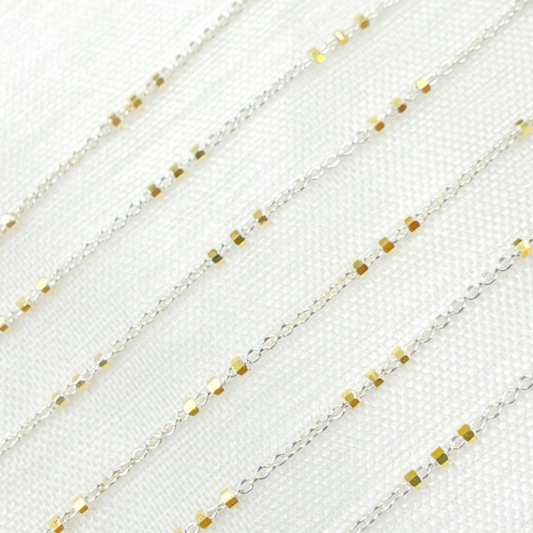 Tresor Jewelry Inc. - Wholesale Link & Chain Necklace - Z26GS2. 925 Sterling Silver Satellite Gold Plated 3 Cubes Chain2