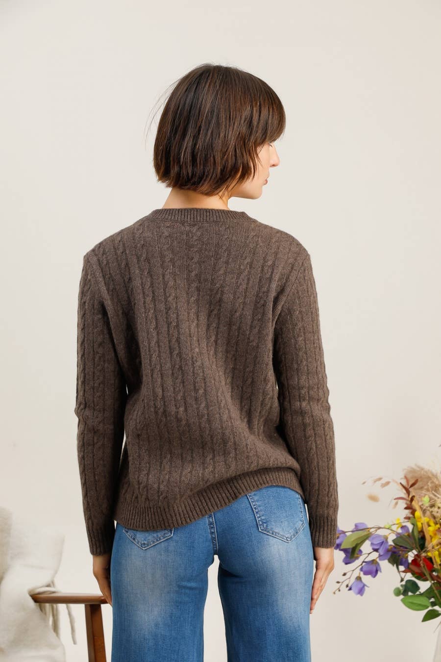 NAÏS PARIS - Wholesale Knit Sweater - Women's - Crew neck cable knit sweater in 100% extra fine merino wool16