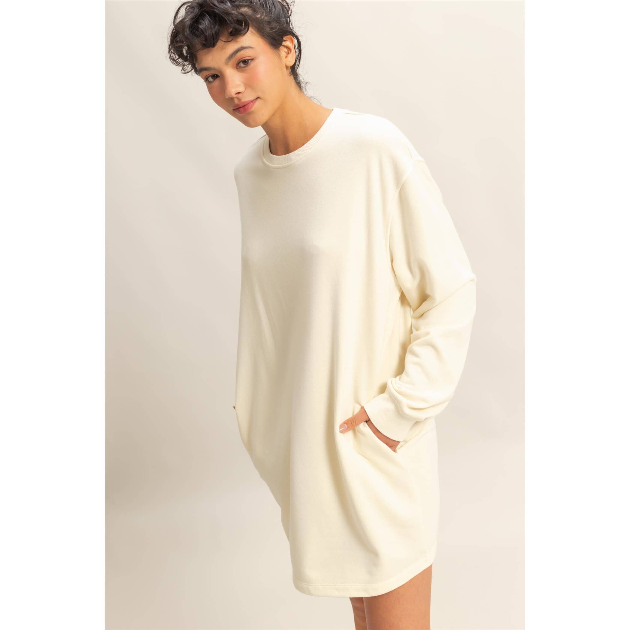 Double Zero - Wholesale Dress - Women's - Long Sleeve Oversized Mini Dress45