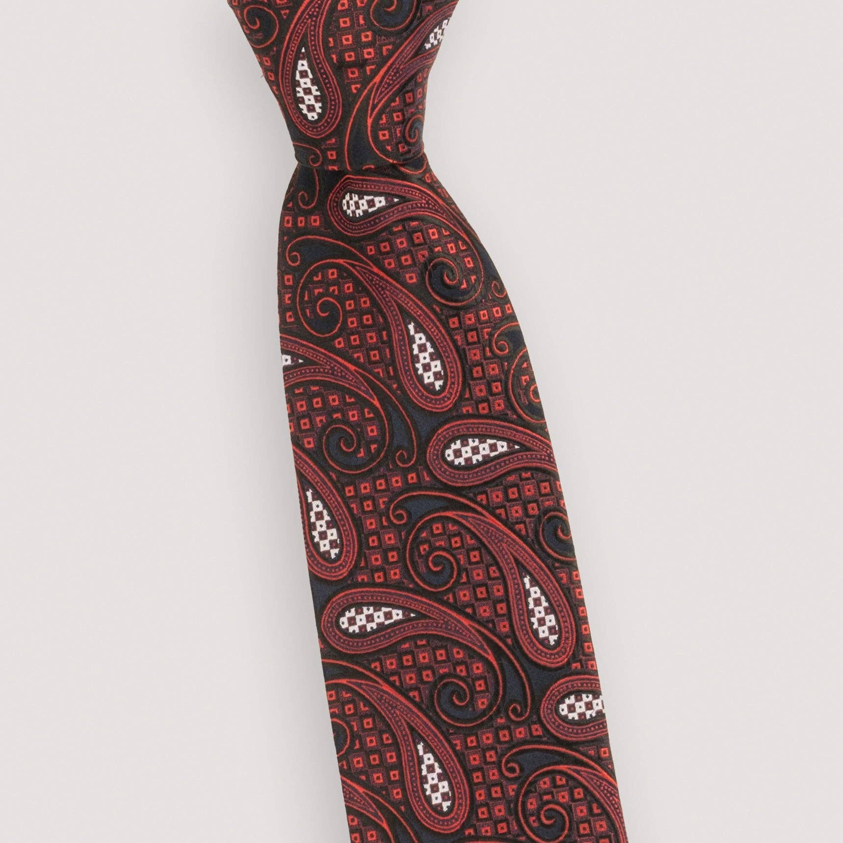 Steven Land – wholesale Necktie – Men’s – Checkered Paisley Tie | HD Collection | Red0