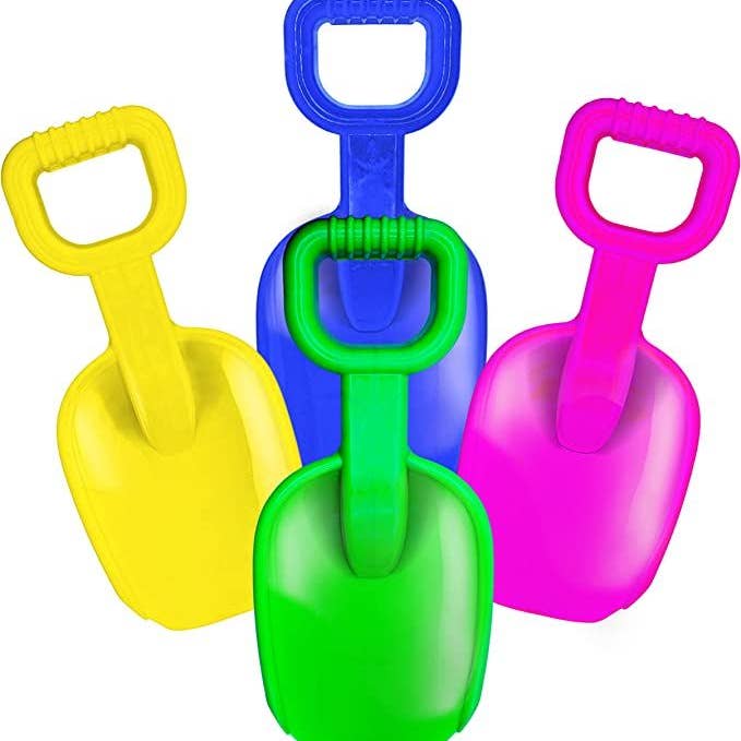 4E's Novelty - Wholesale Beach/Pool Toy - Kids & Baby - 15 Inch Beach Plastic Shovel Large - 4 Pack Heavy Duty