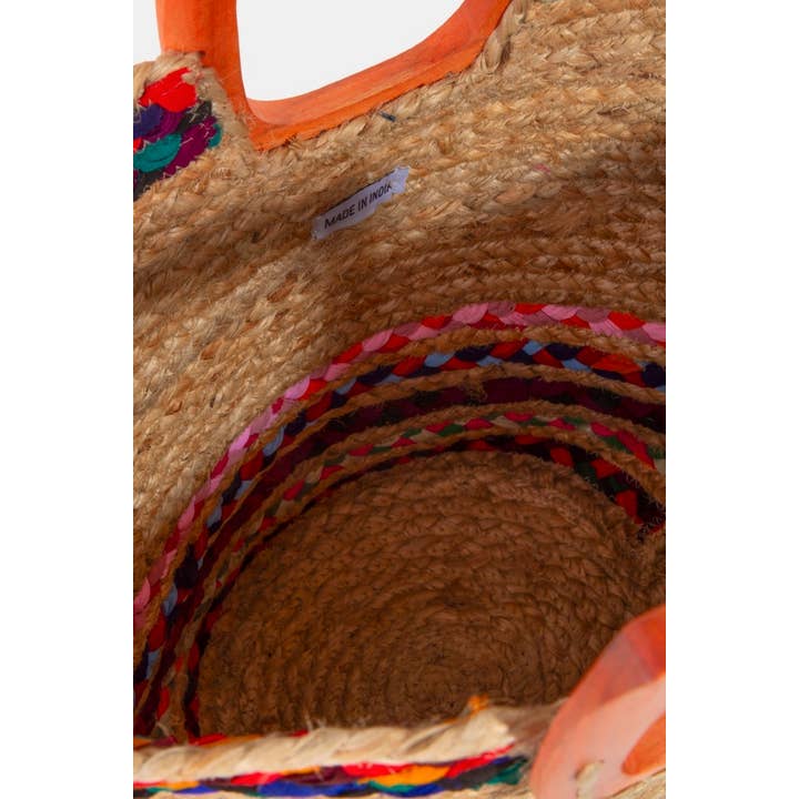 MULTI Stripe Accent Jute Tote Bag for wholesale on Faire
