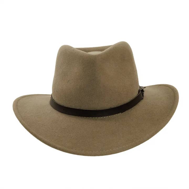 American Hat Makers - Wholesale Fedora - Unisex - Crushable Wool Felt Outback Hat - Style Pathfinder6
