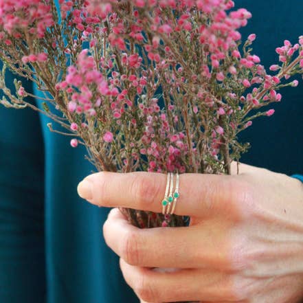 Fair Anita - Wholesale Jewelry Set - Tiny Stone Sterling Stacking Ring Set - Turquoise2