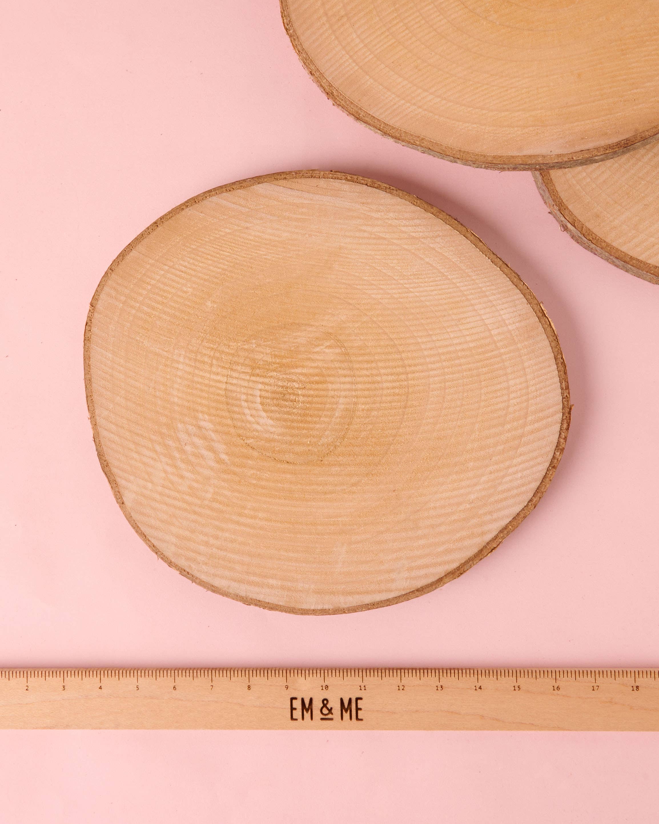 Em And Me Studio – wholesale Coasters – Oversized Wood Coasters, Set of 4 Natural wood slices4
