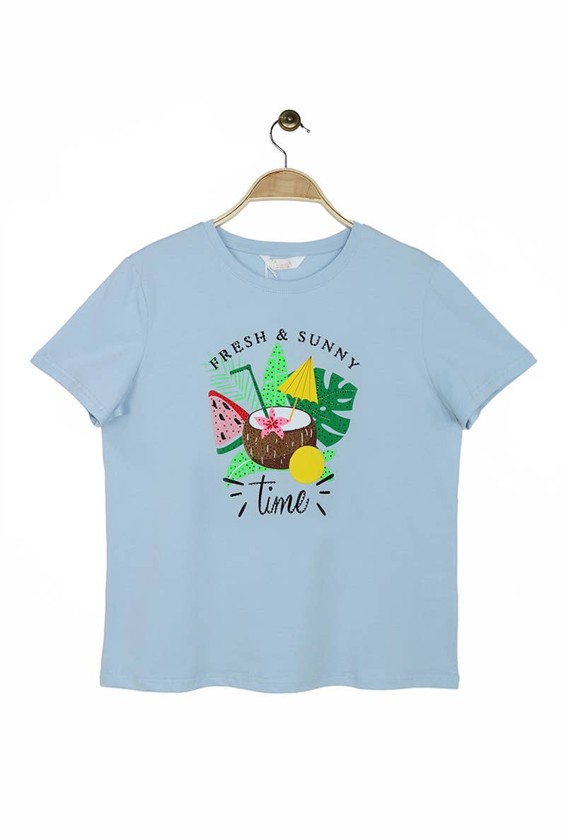 Attrait Paris - Wholesale Screen Printed T-Shirt - Women's - Summer Time cotton T-shirt4