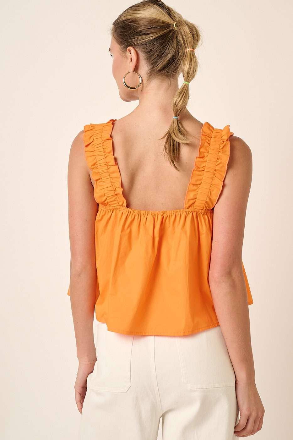 mittoshop - Wholesale Blouse - Women's - M15167-SEMI SWEETHEART NECK RUFFLE CROP TOP4