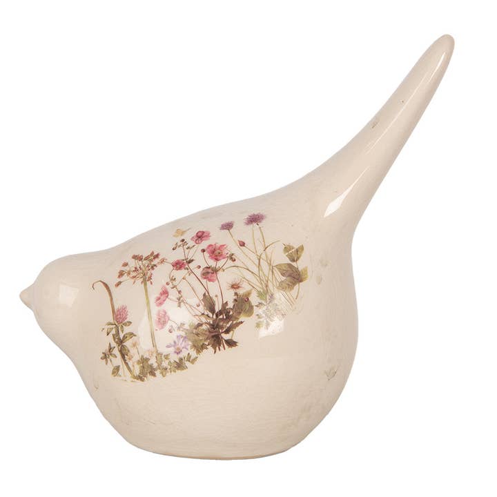 6CE1954L Dekorative Figur Vogel 17x11x18 cm Beige Keramik für den Großhandel von Clayre & Eef