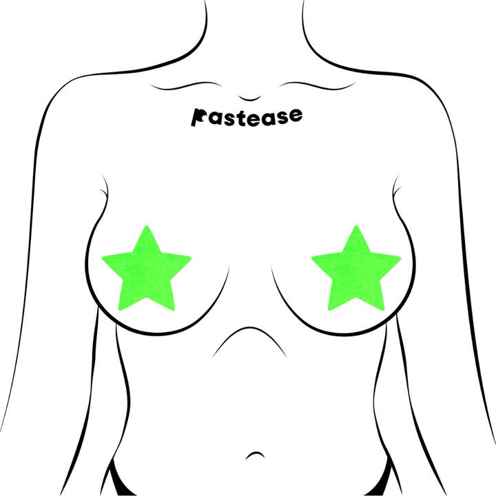 Pastease® - Wholesale Nipple Pasties - Women's - Star: Glow-in-the-Dark Neon Star Pasties Nipple Covers6
